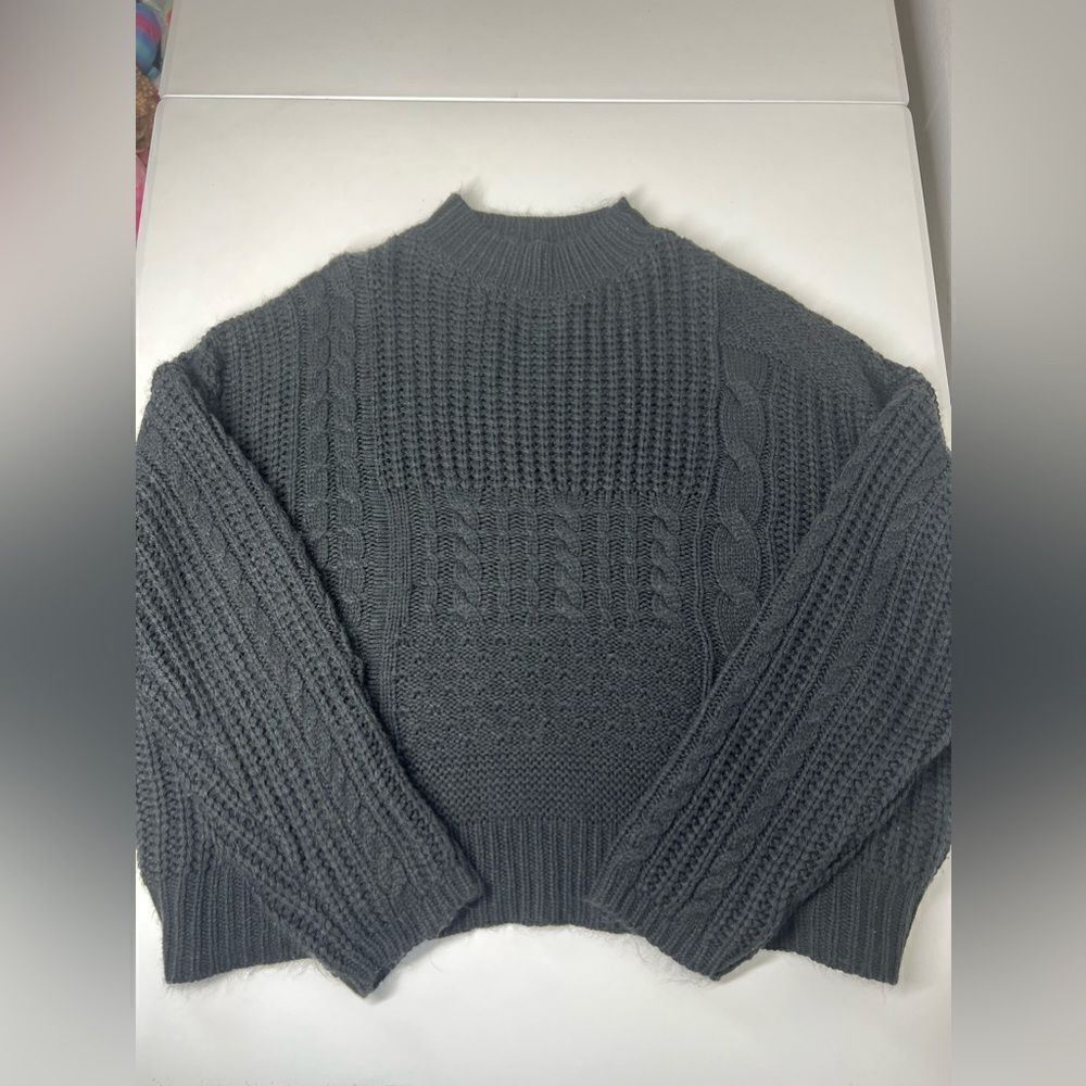 Time and Tru Cable Knit Ballon Sleeve Black Sweater Size  XXL ( 20 ) - Picture 3 of 12